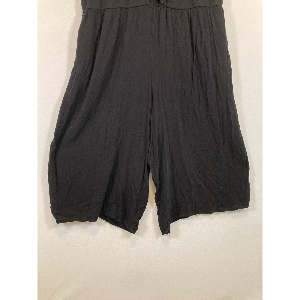 Boho City Chic Women XL/22 Black Tie Front Wide Leg Smocked Back Jumpsuit - Picture 10 of 12